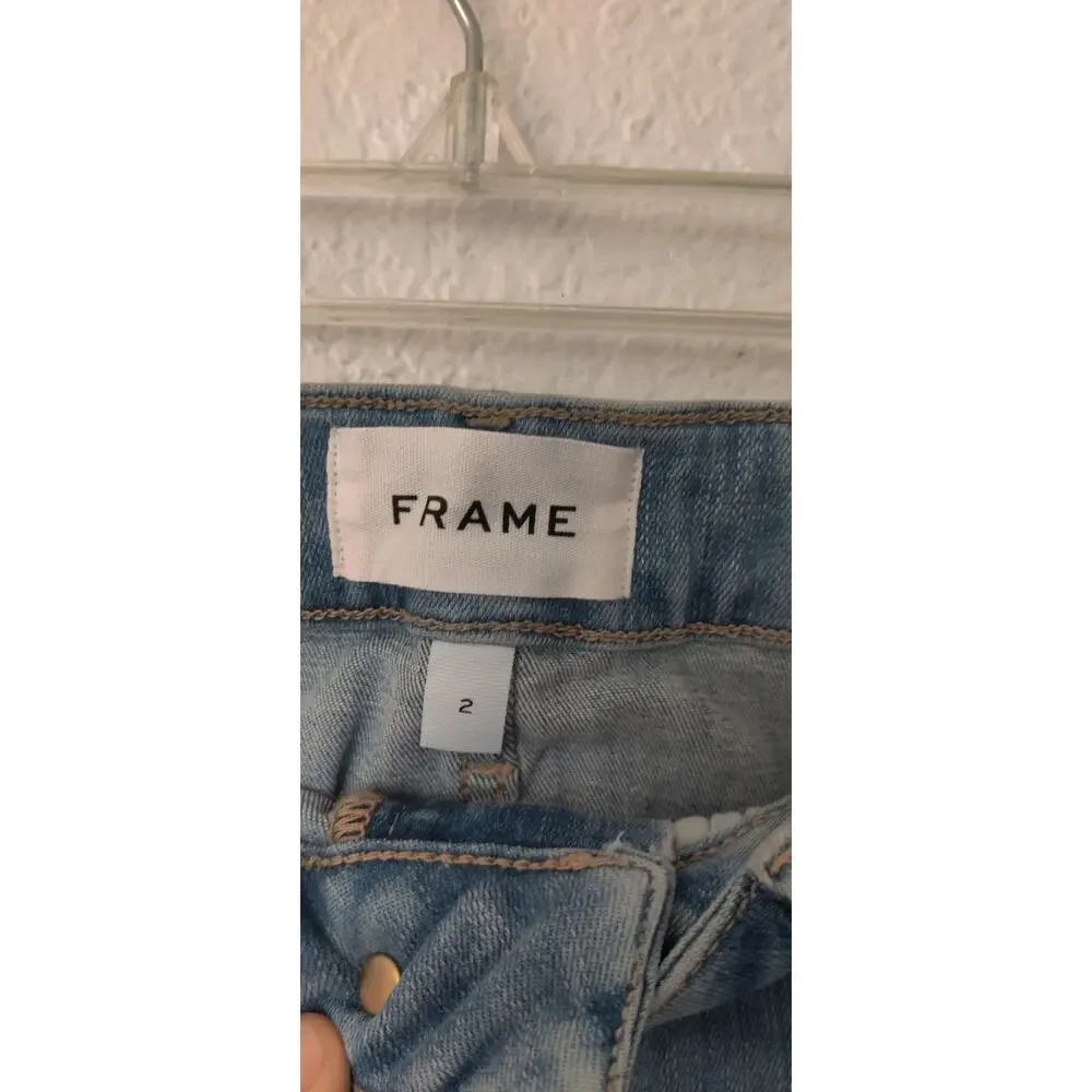 Frame Le One Skinny Jeans in Blue Caspio Sz 2 (Fits 29-34) High Rise Cropped - Picture 9 of 11